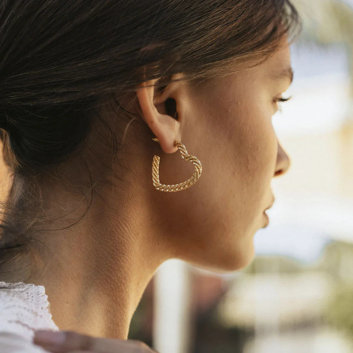 Silver Heartbeat Hoop Earrings