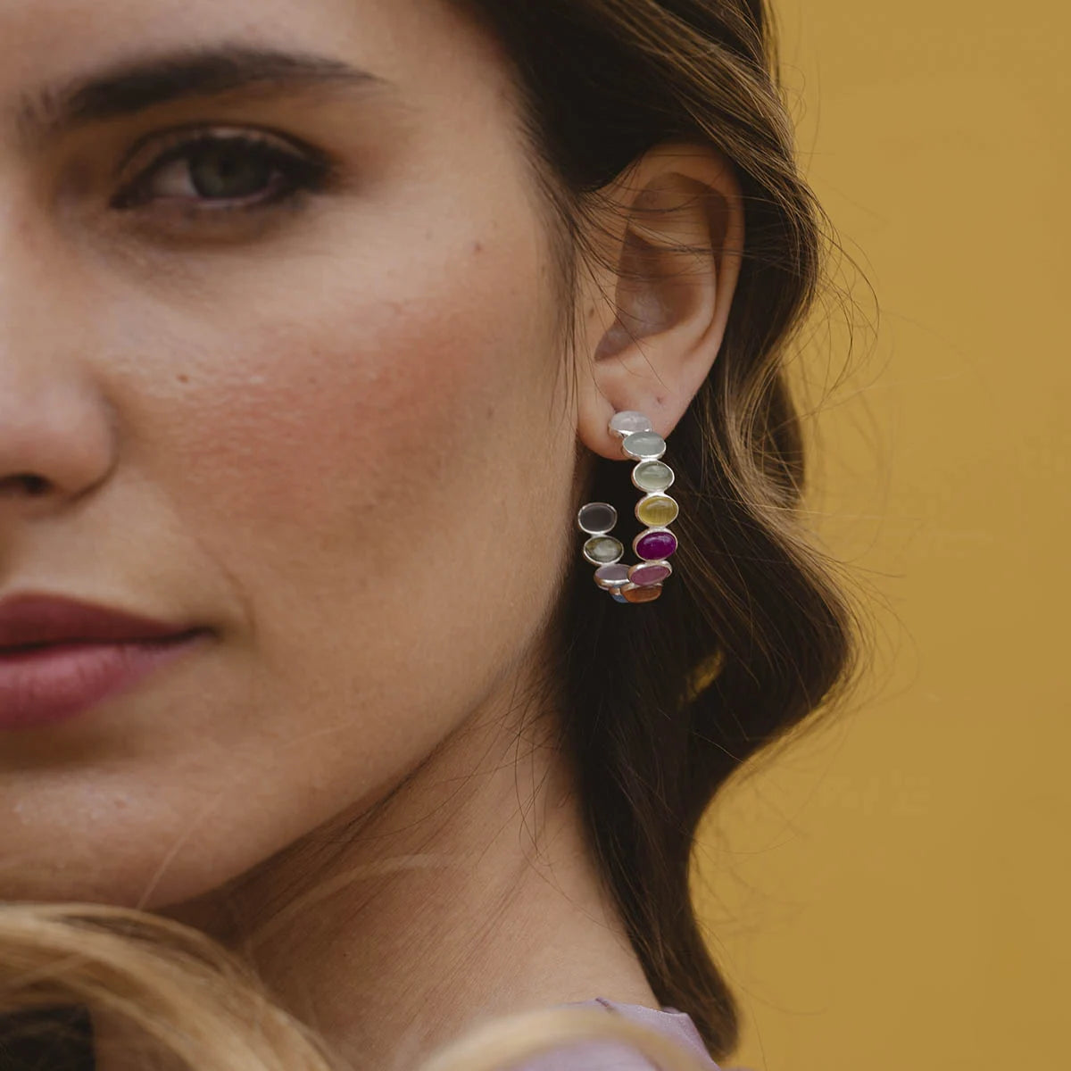 Pendientes Aros Reifen Plata Multicolor