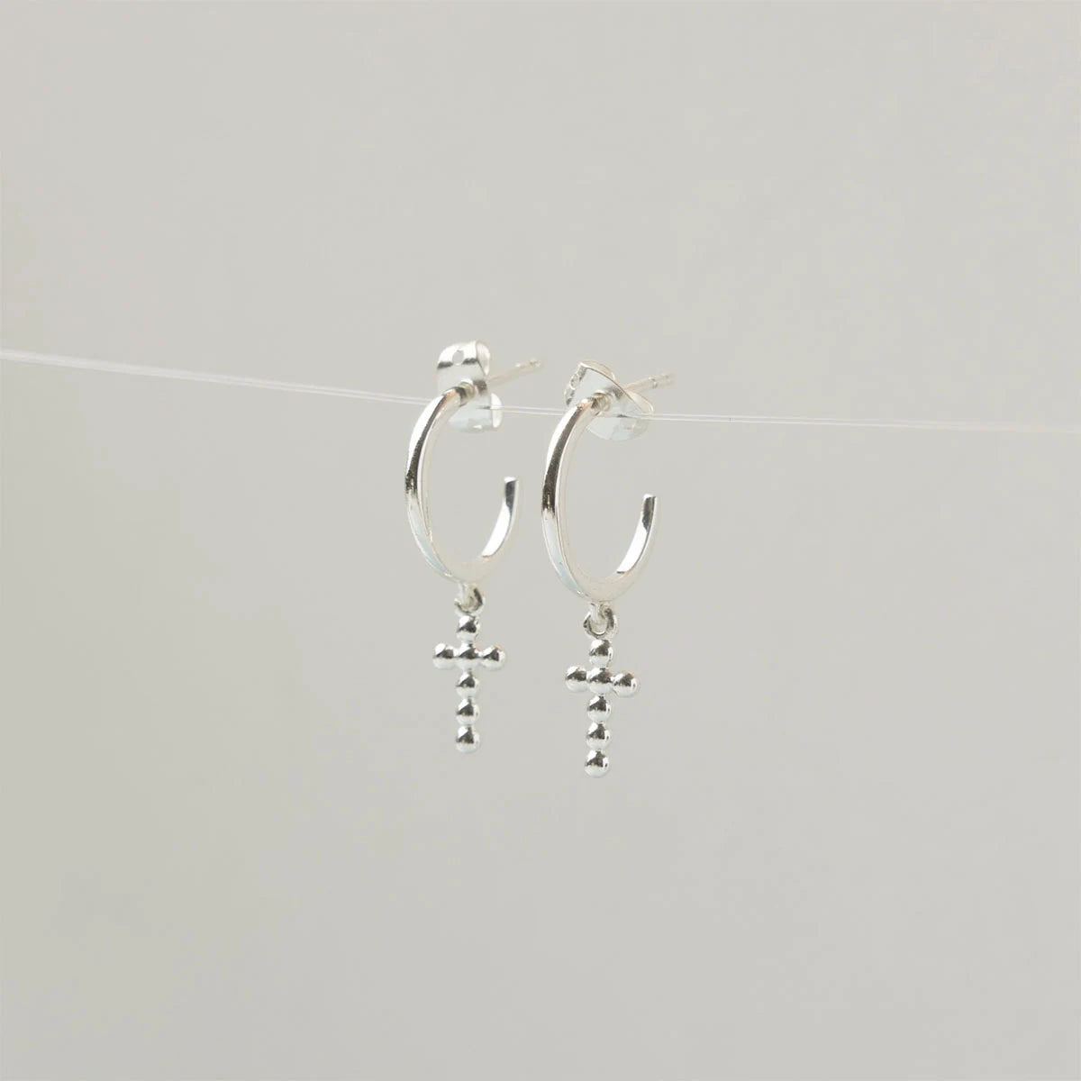 Pendientes Aros Temple Cruz Plata