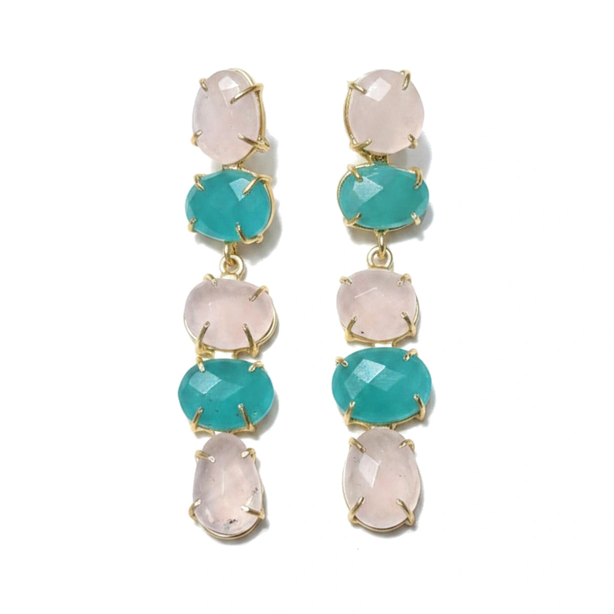 Pendientes Barokki Ed. Limitada Rosa cuarzo y Verde agua