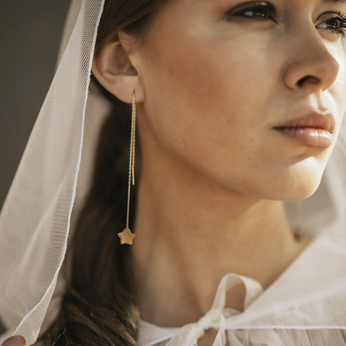 Pendientes Cadena Astrea Blanco nácar