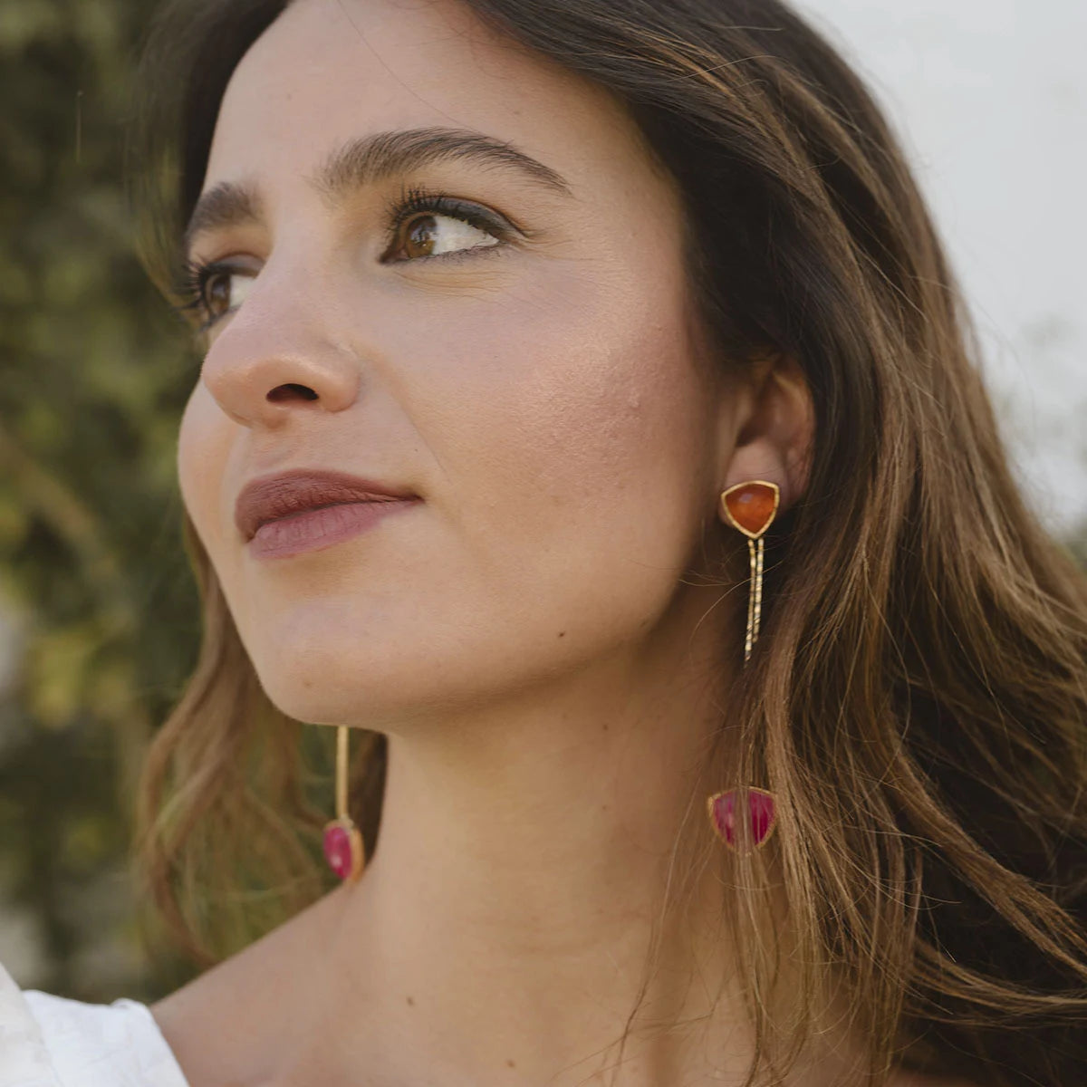 Pendientes Capuchina Naranja y Fucsia