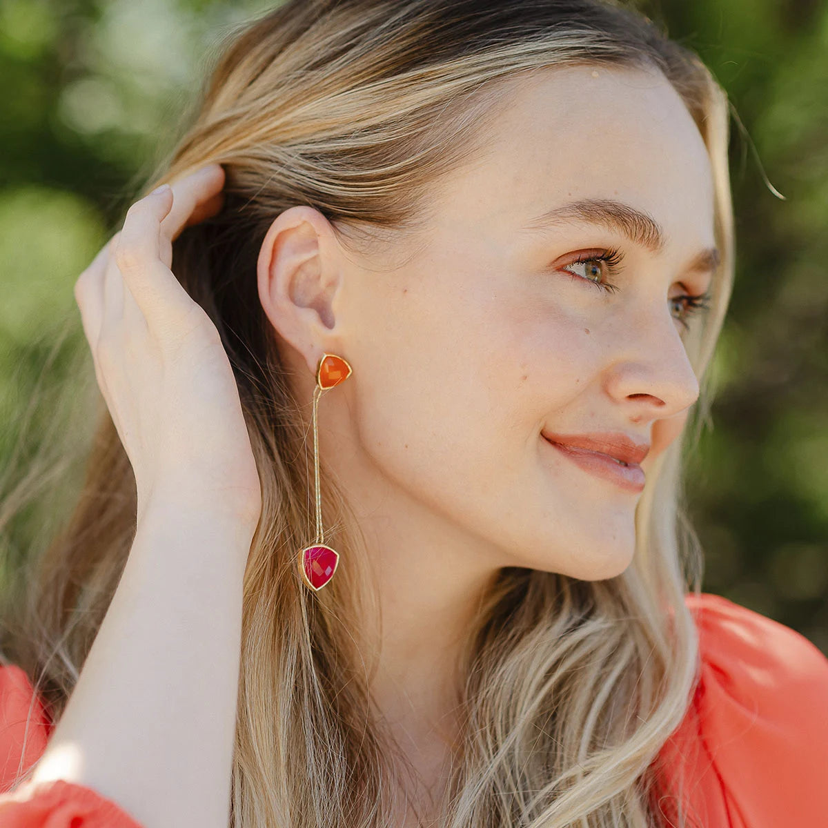 Pendientes Capuchina Naranja y Fucsia