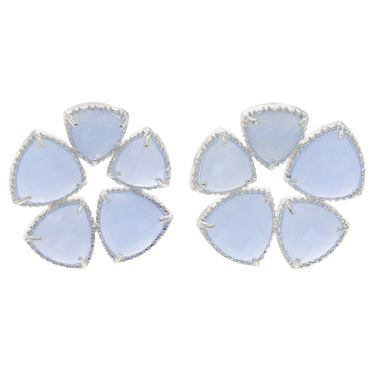 Pendientes Flor Cardona Plata Azul Claro