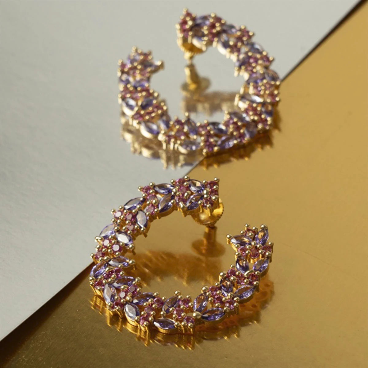Pendientes Cluny Morado y Fucsia