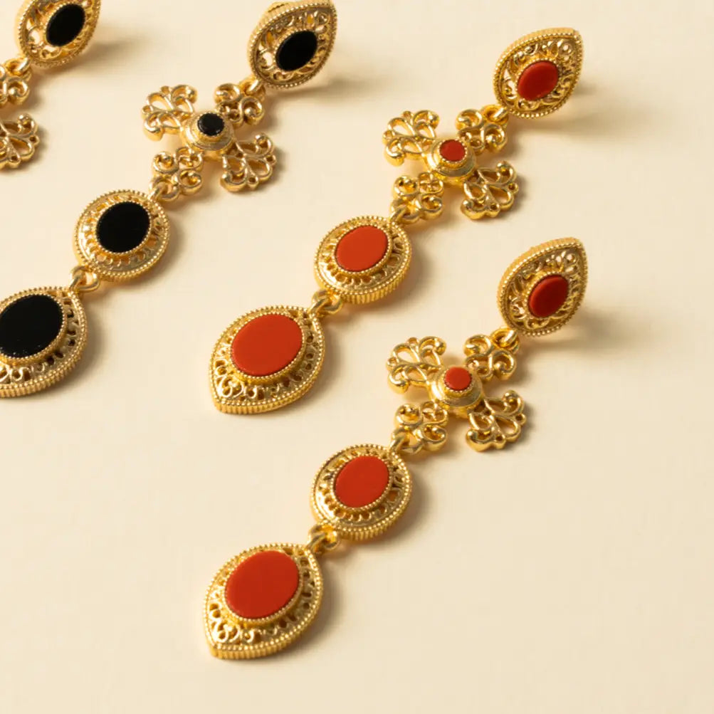 Pendientes Cruz Fuego Andaluz Rojo