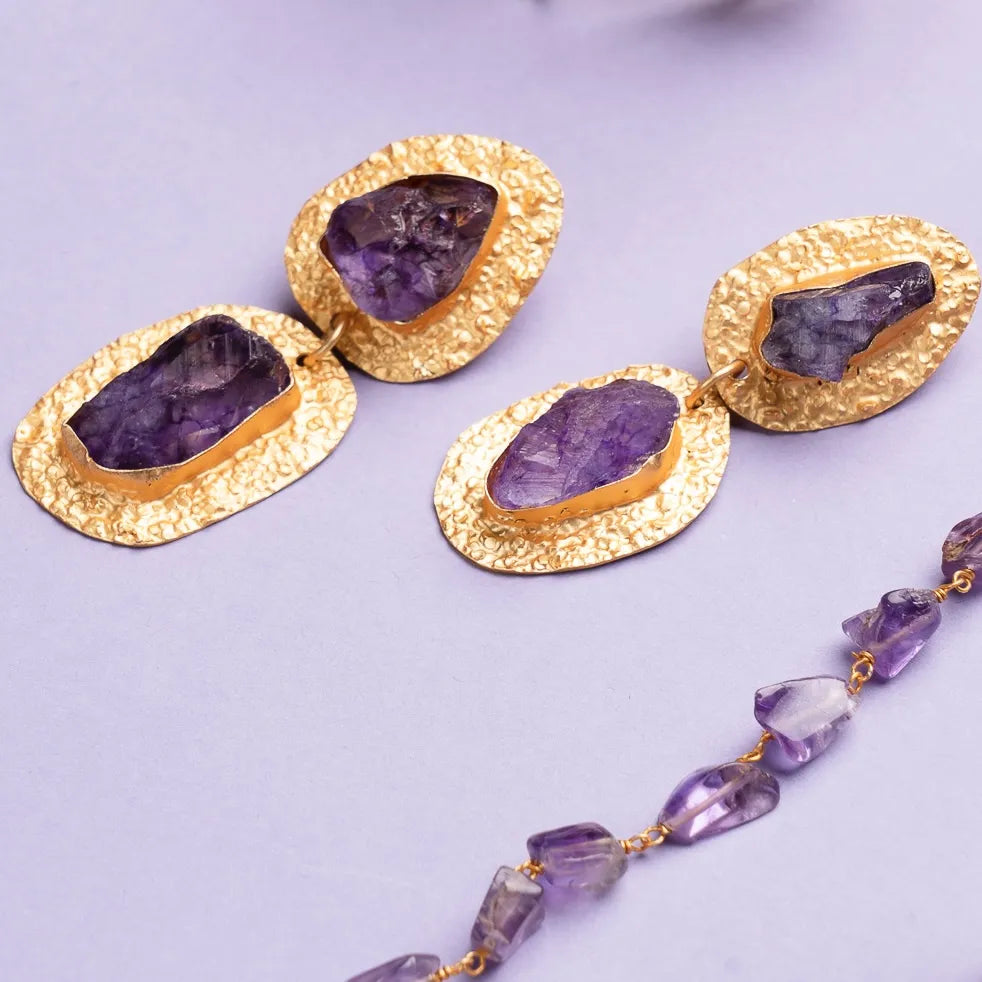 Pendientes Elenis Rough Morado Oscuro
