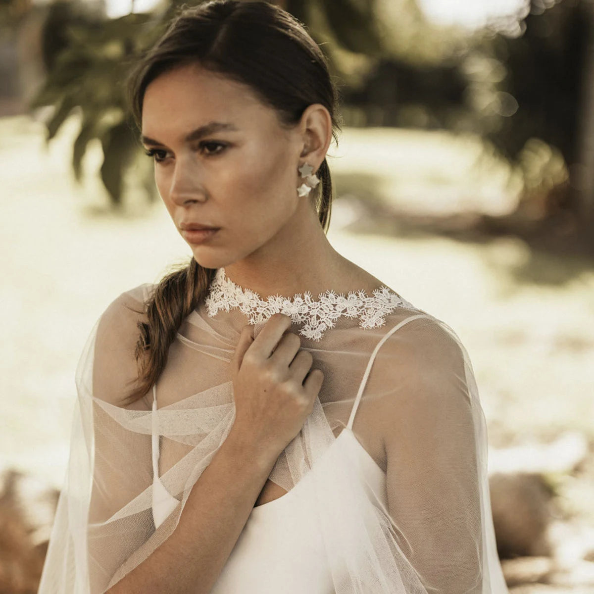 Pendientes Etoile Blanco nácar