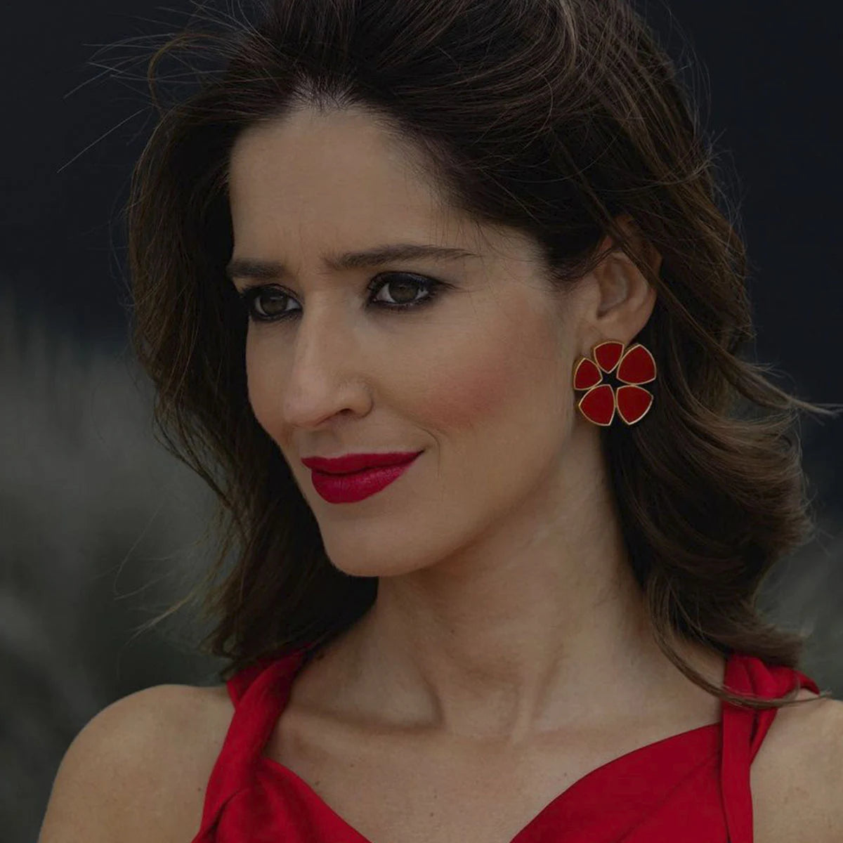 Pendientes Flor Batres Rojo Coral