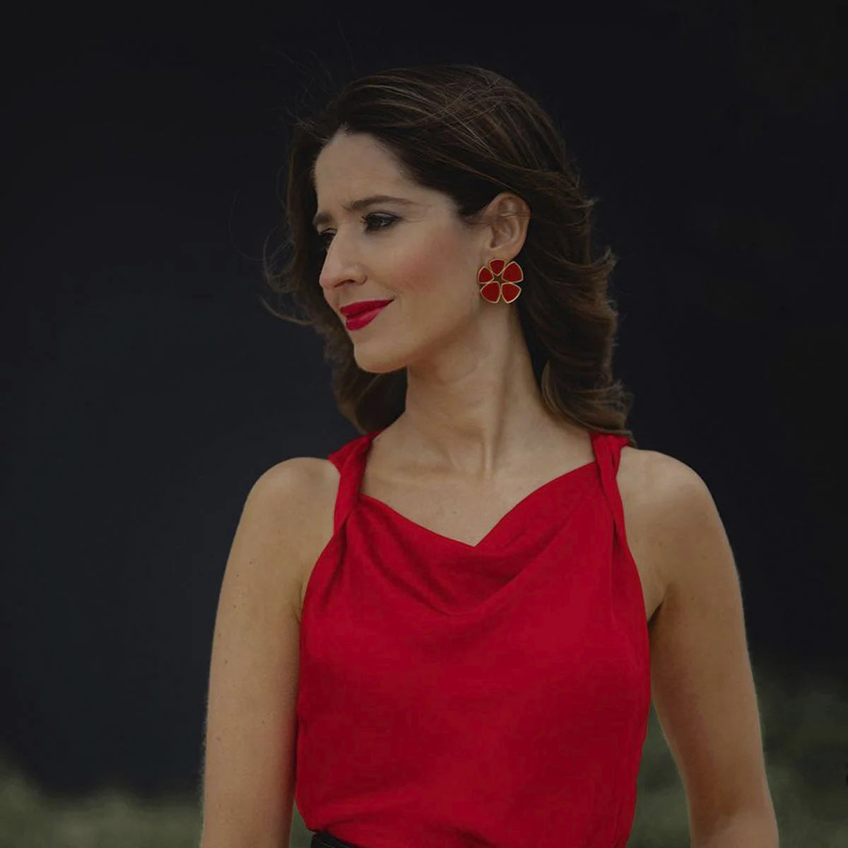 Pendientes Flor Batres Rojo Coral