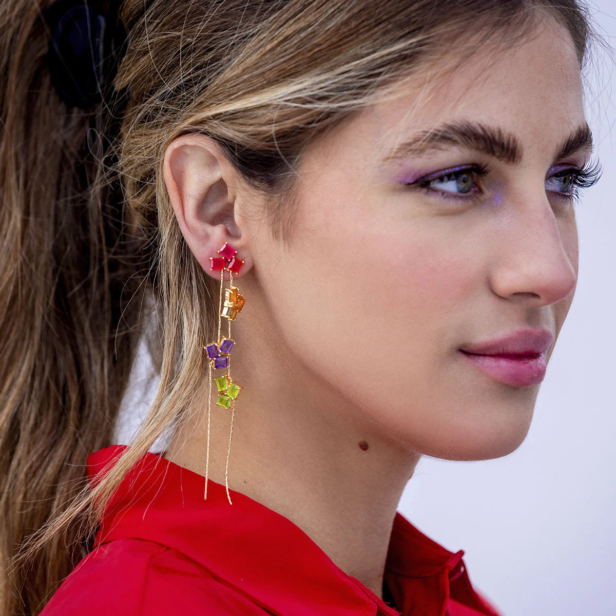 Pendientes Florescer Zc Azul oscuro