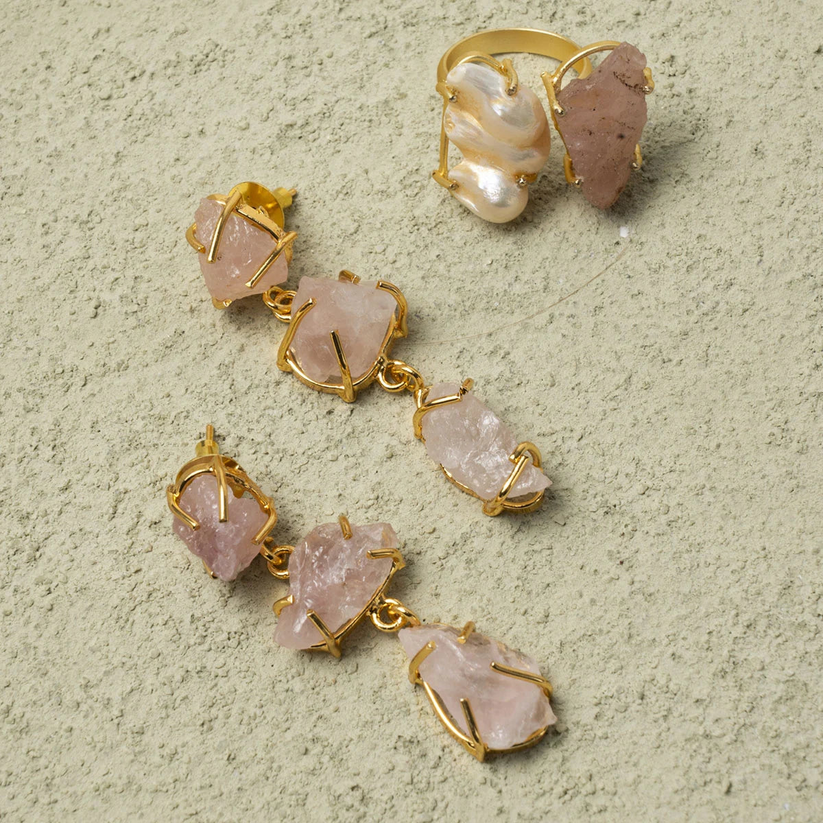 Pendientes Gisela Rosa Cuarzo