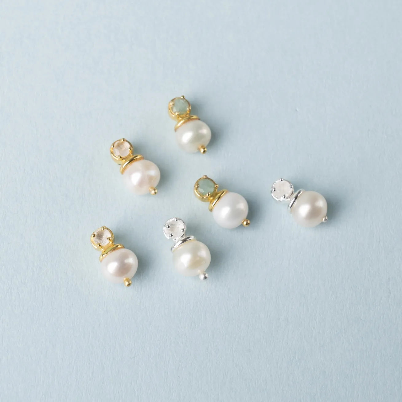 Pendientes Klara Plata Blanco y Perla