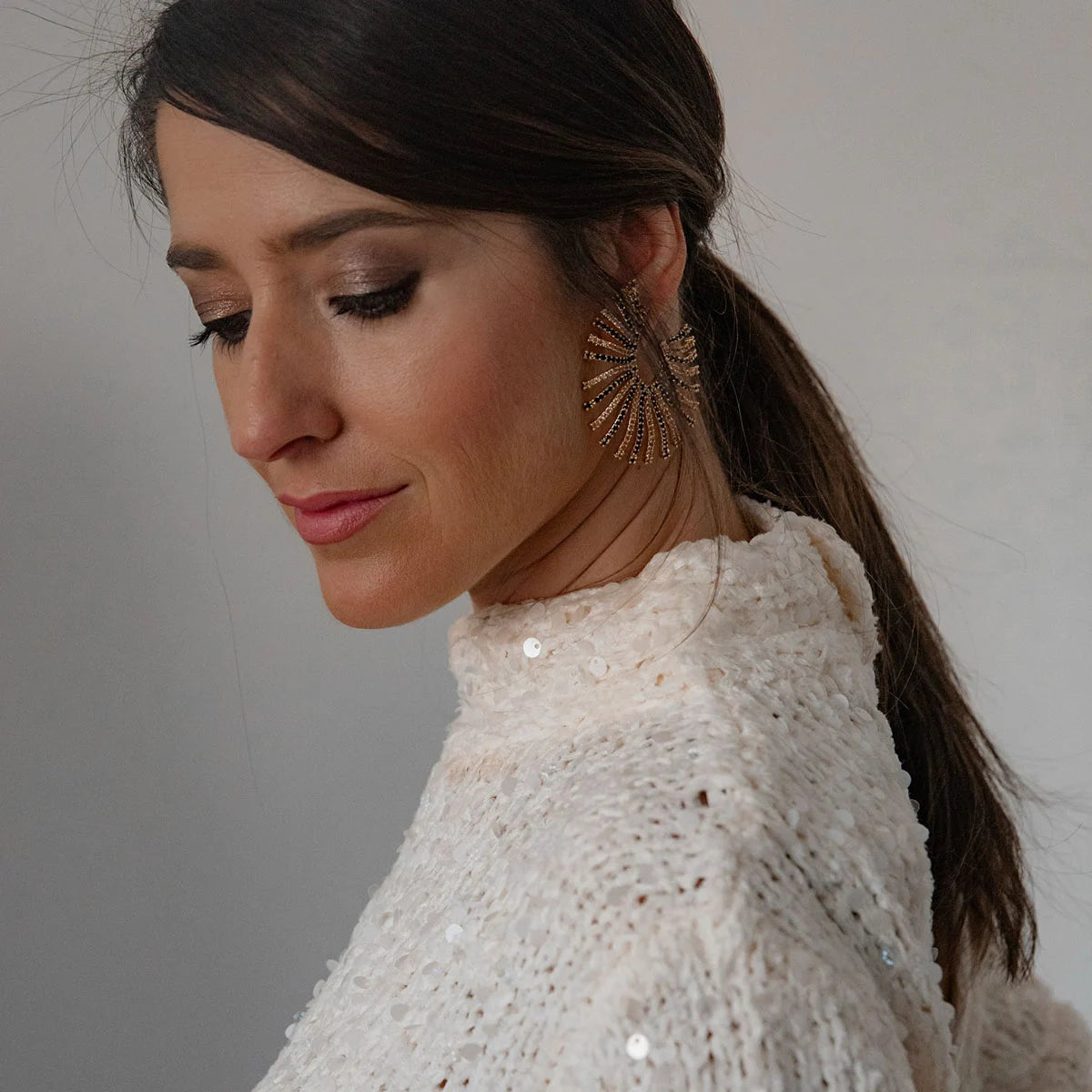 Pendientes Le Soleil Azul y Beige