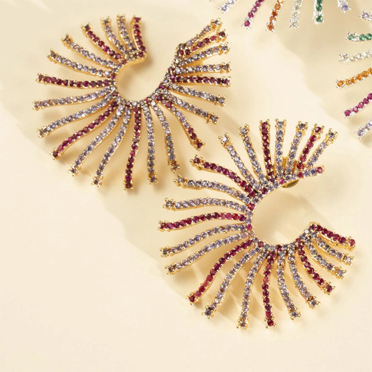 Pendientes Le Soleil Fucsia y Morado