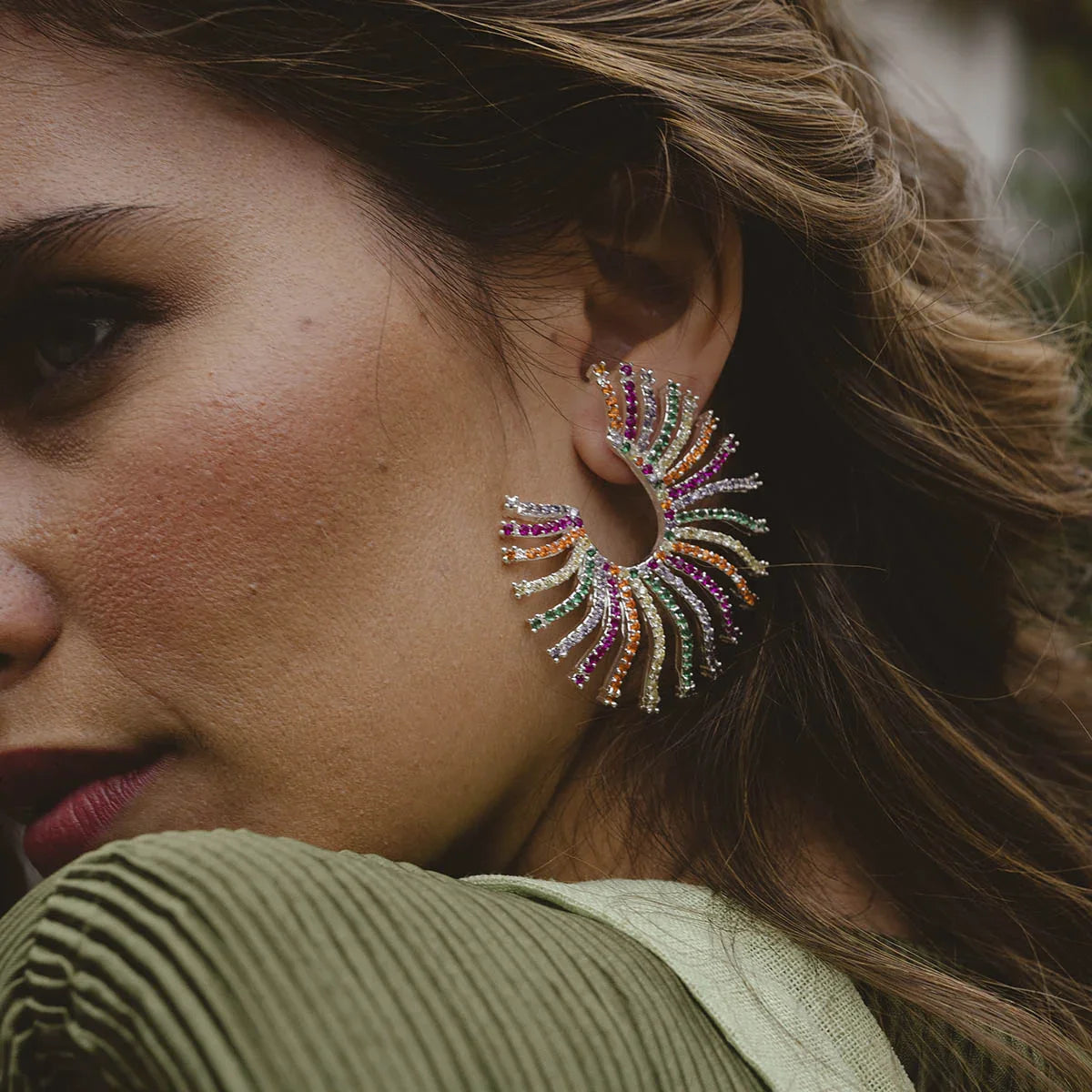 Pendientes Le Soleil Plata Multicolor