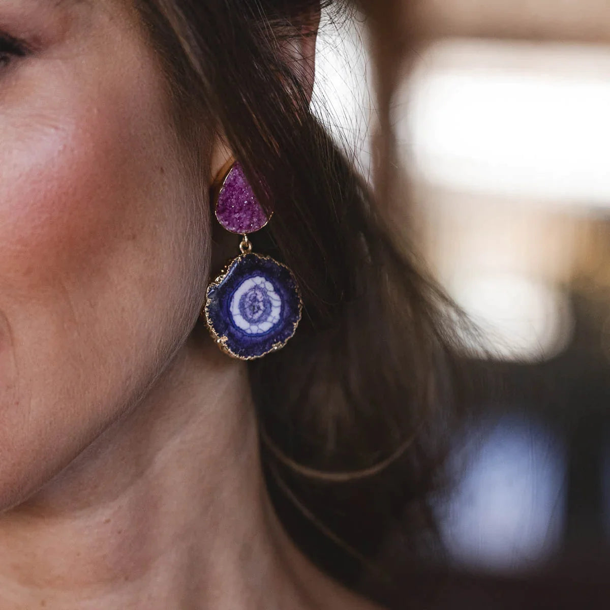 Pendientes Malin Fucsia y Morado