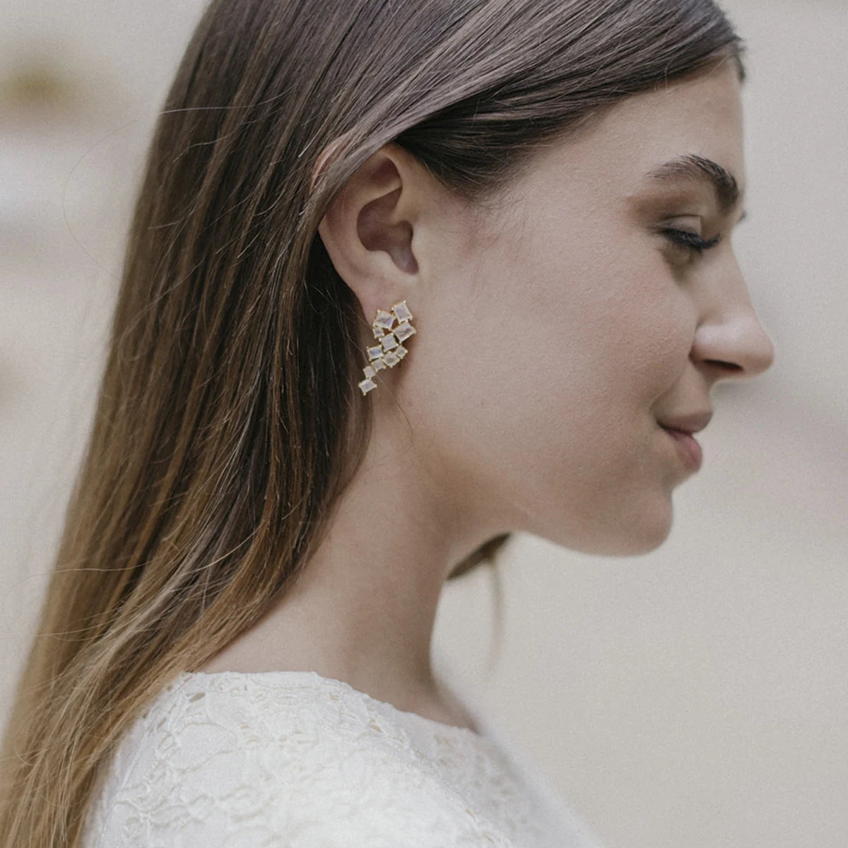 Pendientes Mysore Piedra Lunar