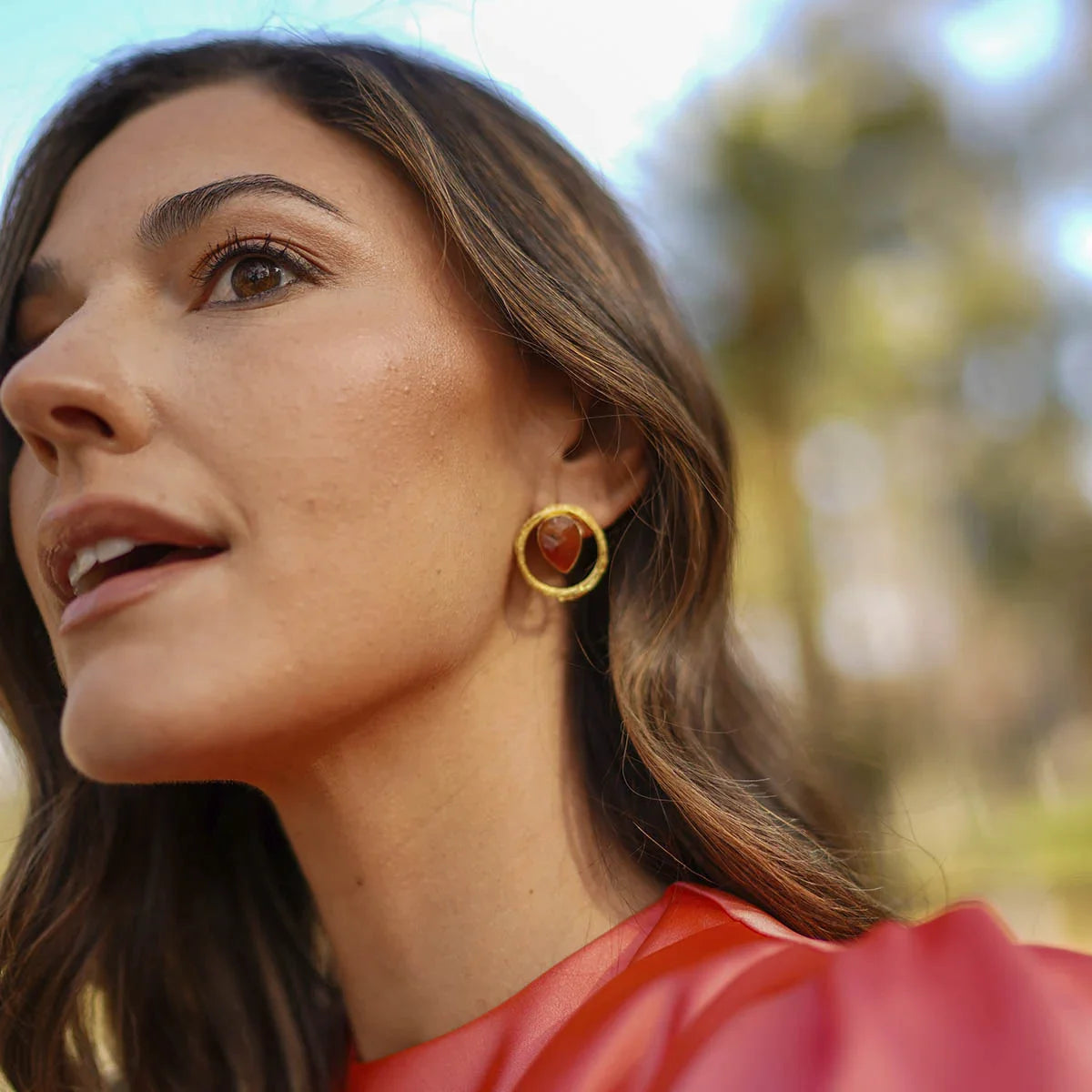 Pendientes Nella Cornalina Naranja