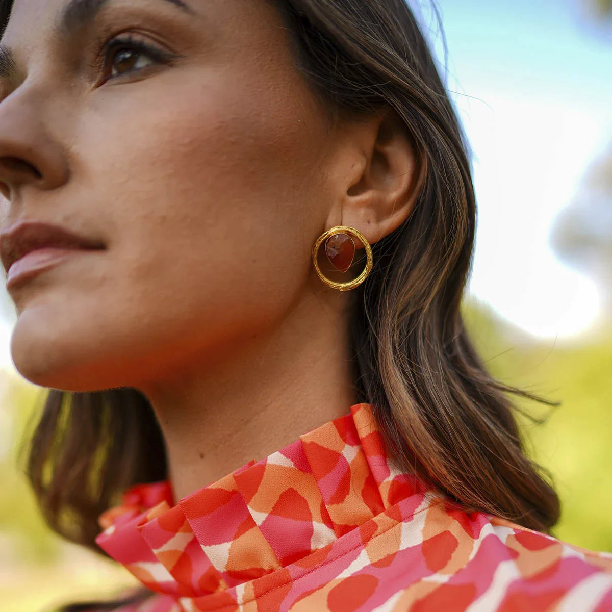 Pendientes Nella Cornalina Naranja