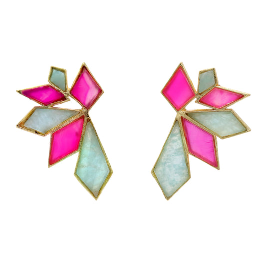 Pendientes Orava Fucsia y Verde agua
