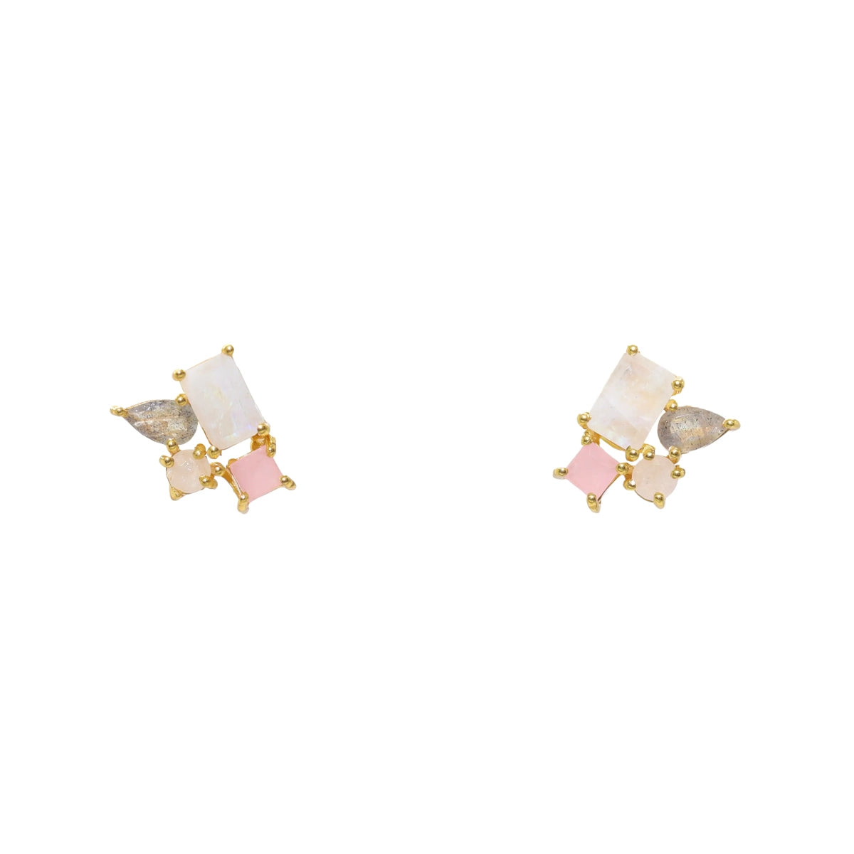 Pendientes Orion Rosa, Labradorita y Piedra Lunar