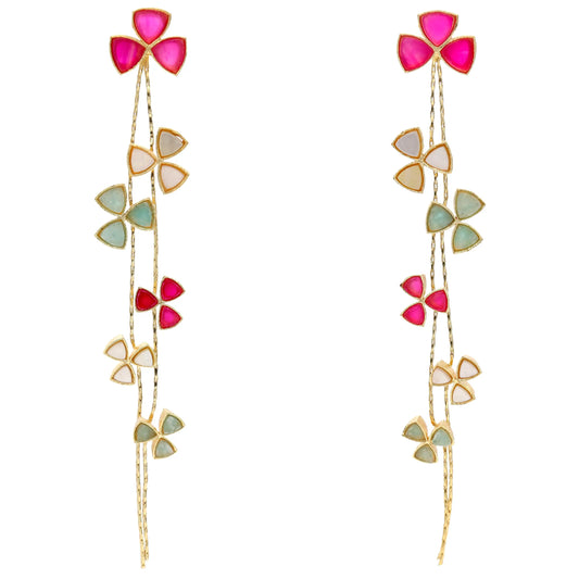 Pendientes Shamrock Fucsia, Blanco y Verde agua