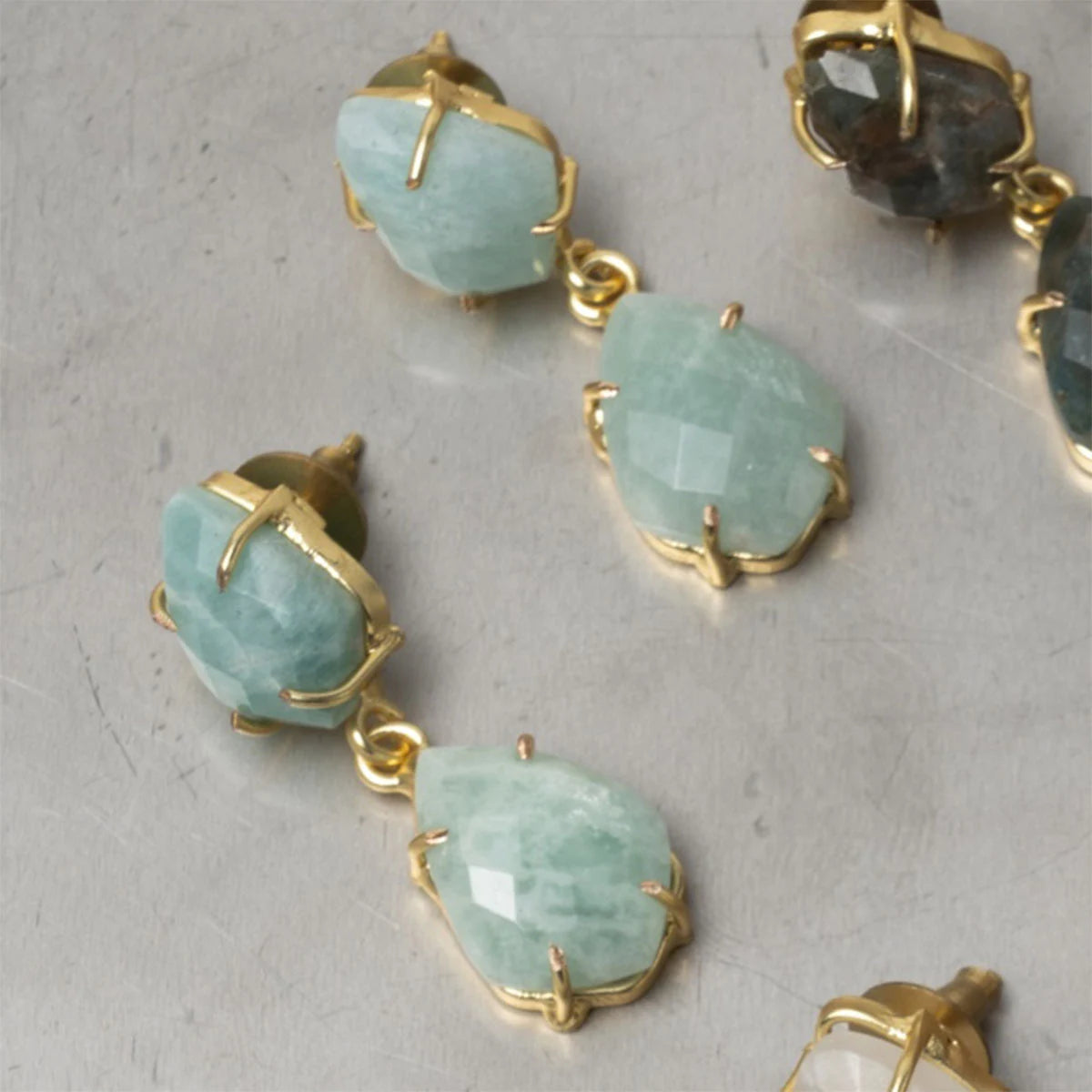 Pendientes Trovador Amazonita Verde agua
