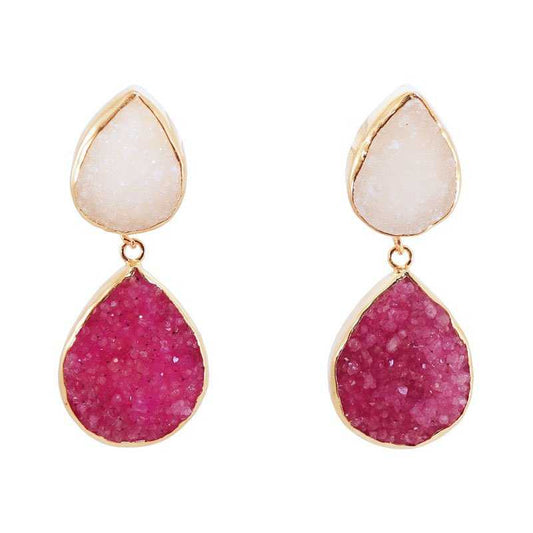 Pendientes Notredame Blanco y Fucsia mo