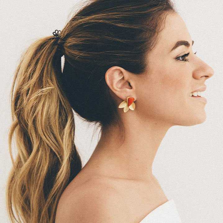 Pendientes Tres Pétalos Rojo