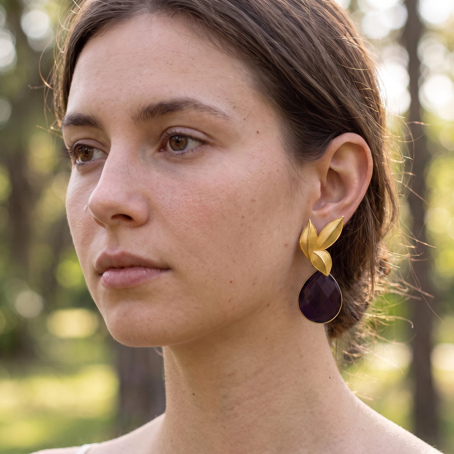 Set Matrix Pendientes Desmontables Laguén y Tear Berenjena