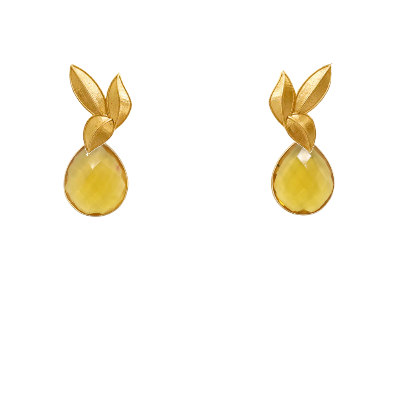 Set Matrix Pendientes Desmontables Laguén y Tear Naranja Mostaza Cristal
