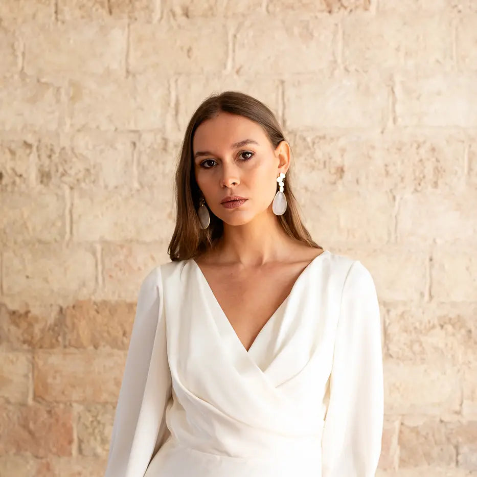 Set Matrix Pendientes Genís Small y Elix XL Blanco