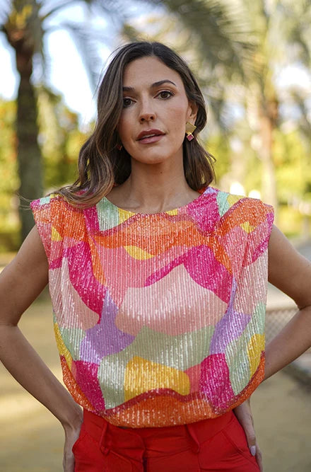 Top Corto Passion Sequin Multicolor
