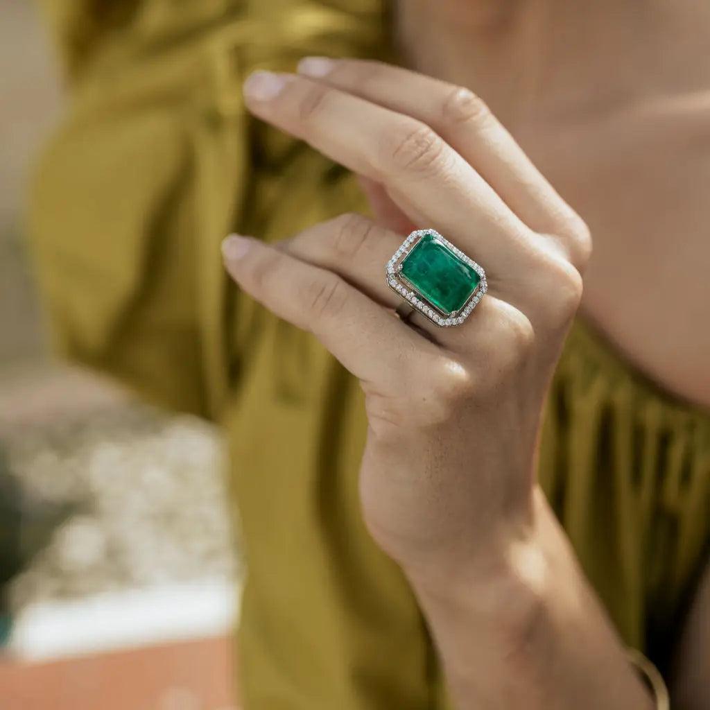 Venta Flash Vintage Anillo Eloise Ed. Limitada Plata Shine Verde