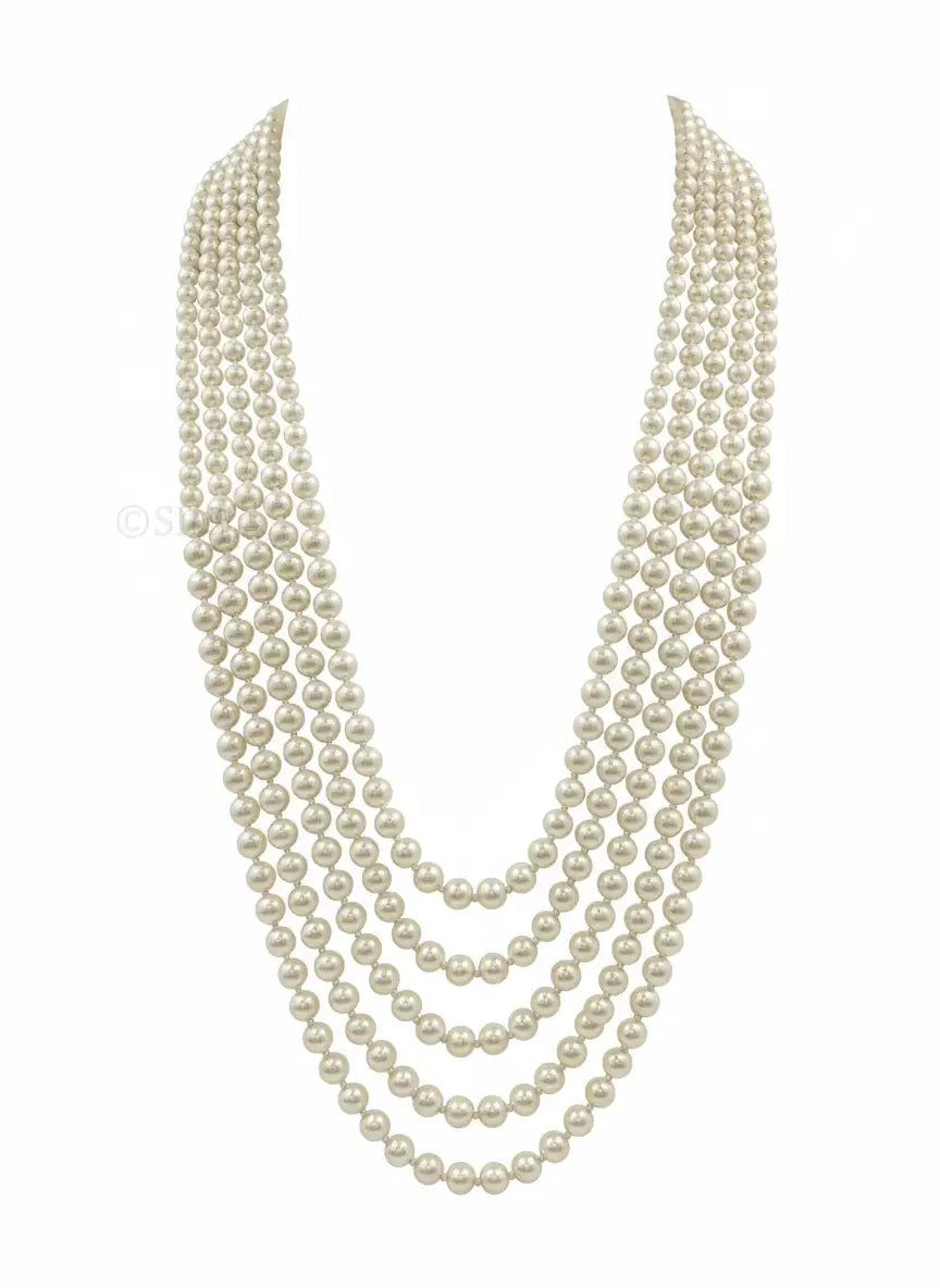 Venta Flash Vintage Collar Clássica Largo 5 Líneas Ed. Limitada Plata Perlas