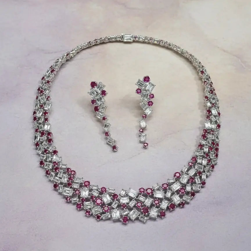 Venta Flash Vintage Conjunto Rubelia Ed. Limitada Plata Rubí y Shine