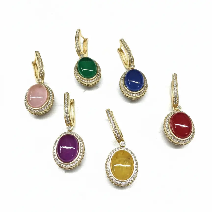 Venta Flash Vintage Pendientes Aros Gema Ed. Limitada Rosa