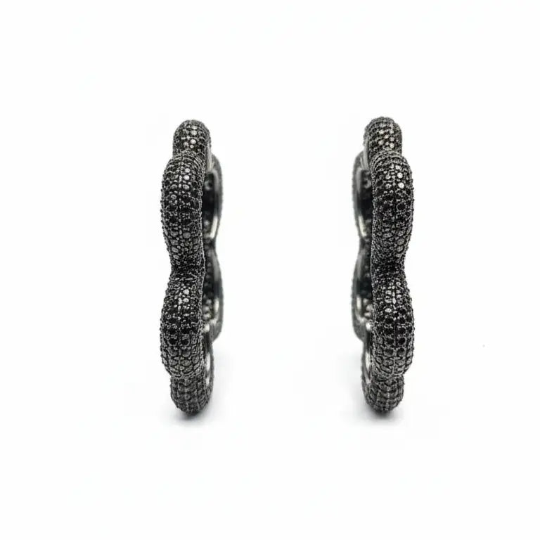 Venta Flash Vintage Pendientes Aros Voluta Ed. Limitada Cromo Negro