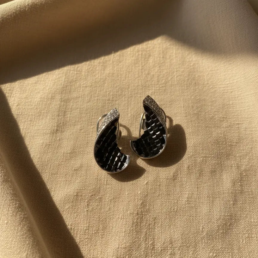 Venta Flash Vintage Pendientes Caleido Ed. Limitada Plata Negro