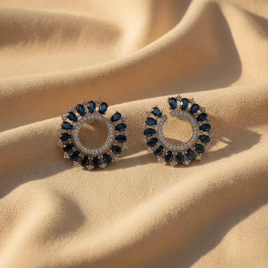 Venta Flash Vintage Pendientes Radiosa Ed. Limitada Plata Azul oscuro