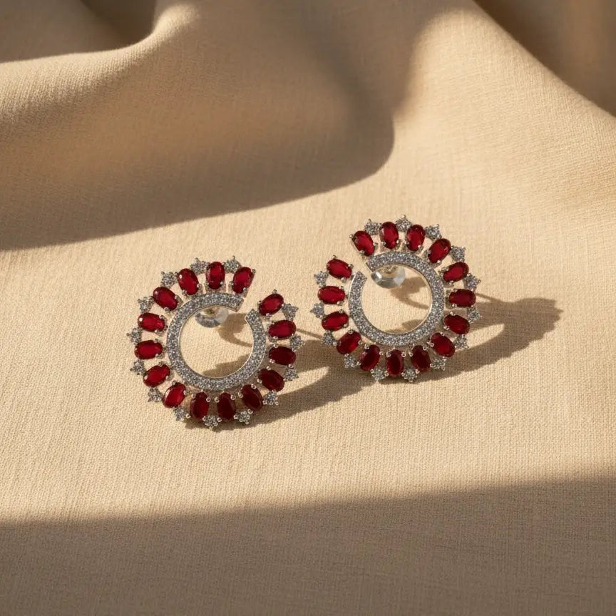 Venta Flash Vintage Pendientes Radiosa Ed. Limitada Plata Rojo