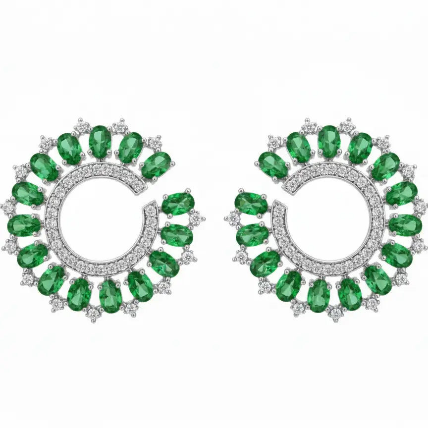 Venta Flash Vintage Pendientes Radiosa Ed. Limitada Plata Verde