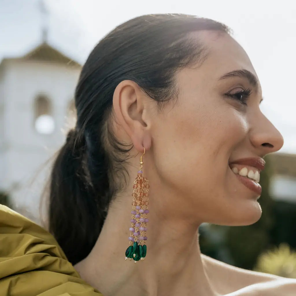 Venta Flash Vintage Pendientes Umbria Ed. Limitada Verde, Rubí y Agua