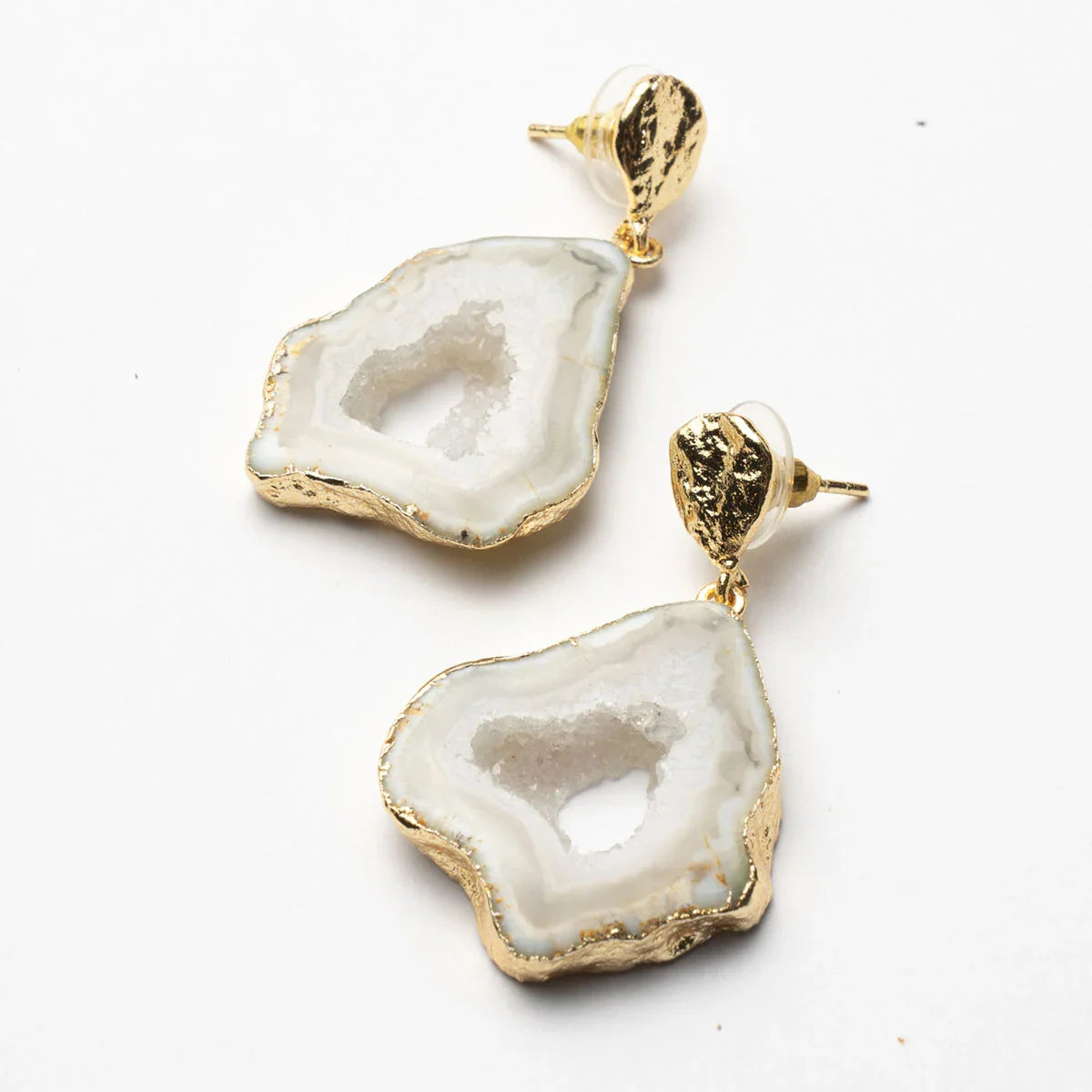 Pendientes Geodas Blanco