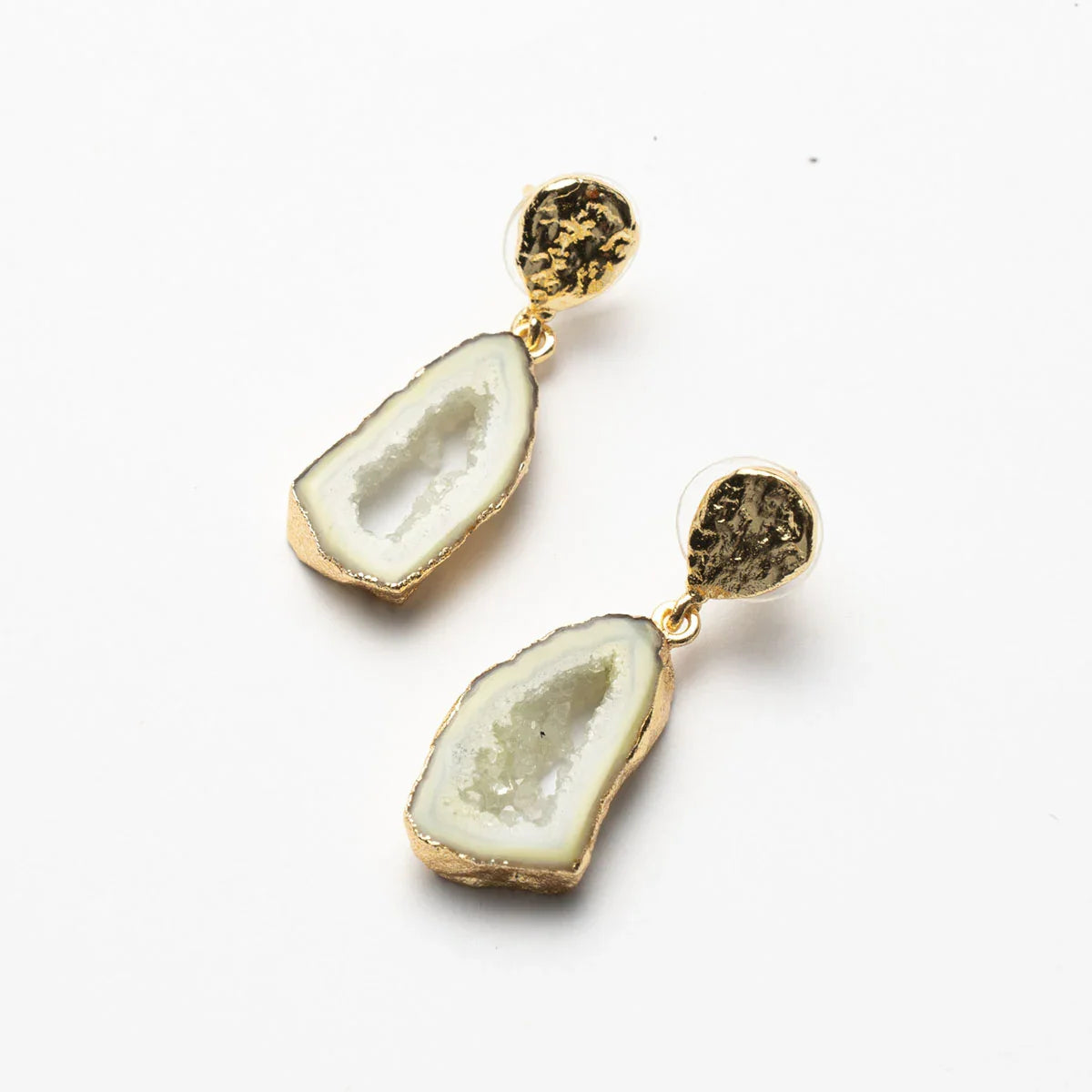 Pendientes Geodas Blanco
