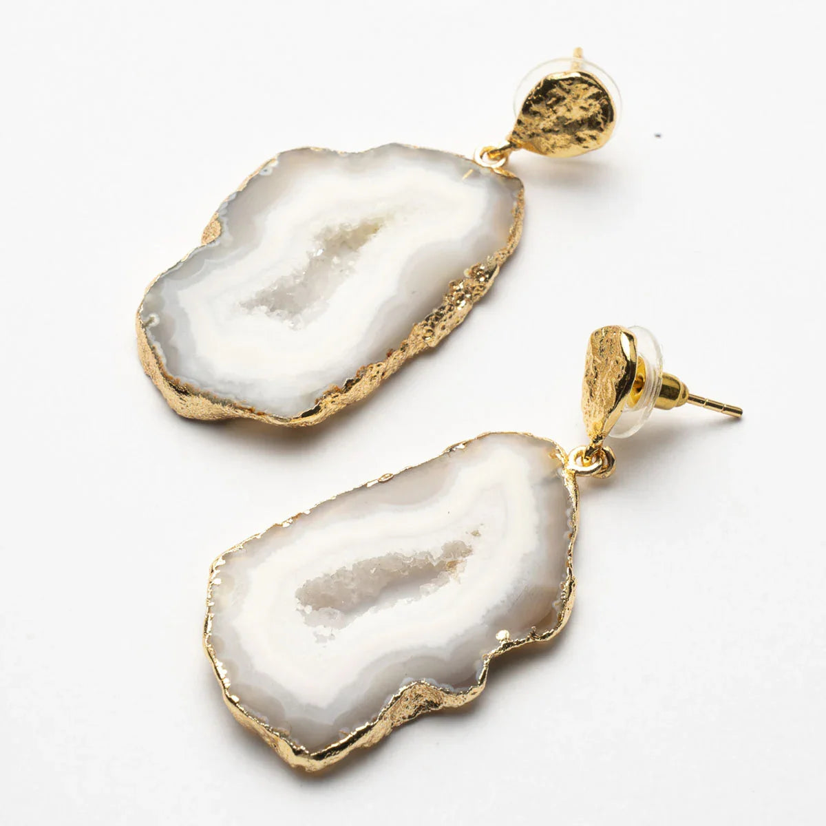 Pendientes Geodas Blanco