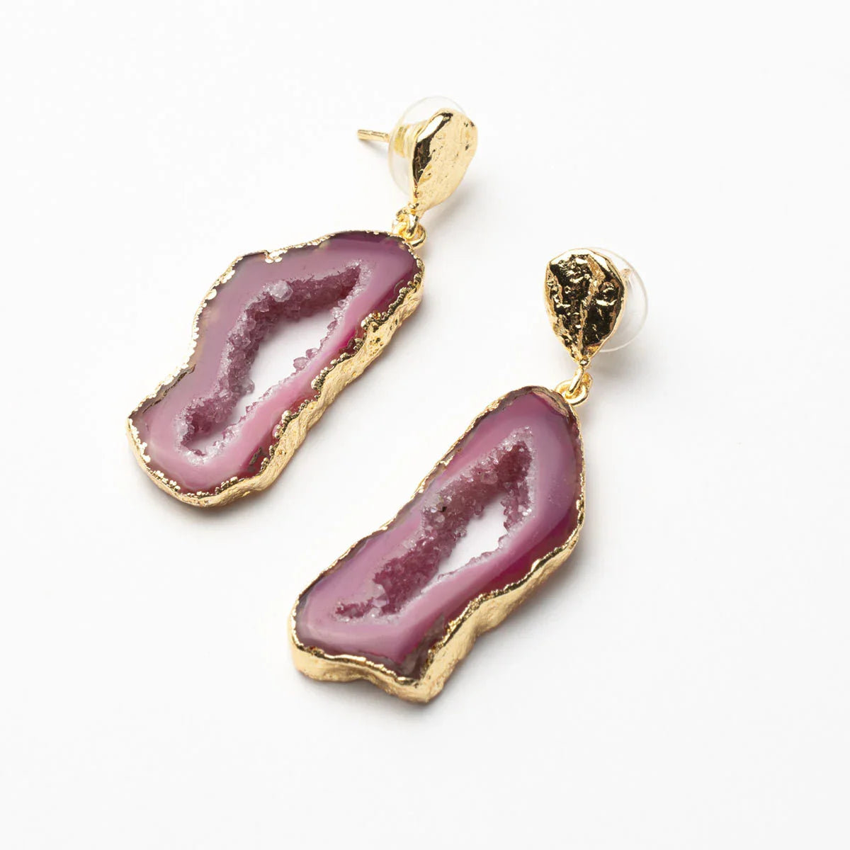 Pendientes Geodas Fucsia