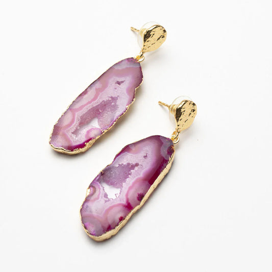 Pendientes Geodas Fucsia