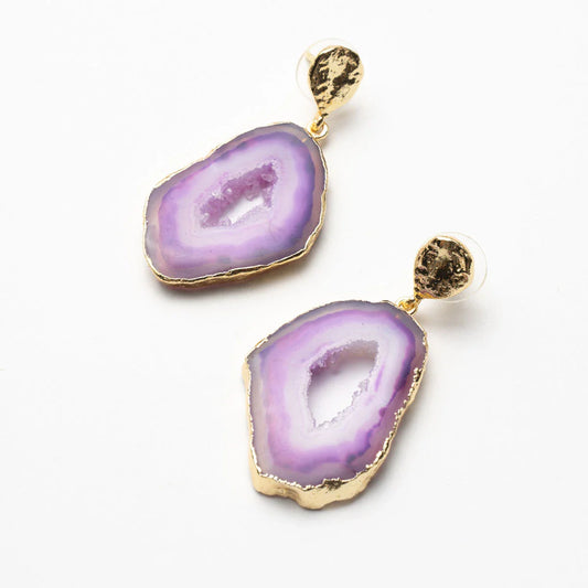 Pendientes Geodas Morado